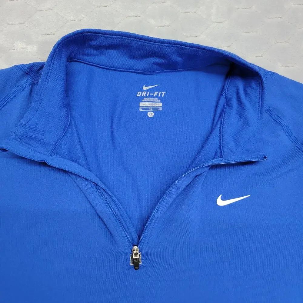 Nike Dri Fit Element Mens XL Blue Half Zip Running Pullover Jacket Shirt